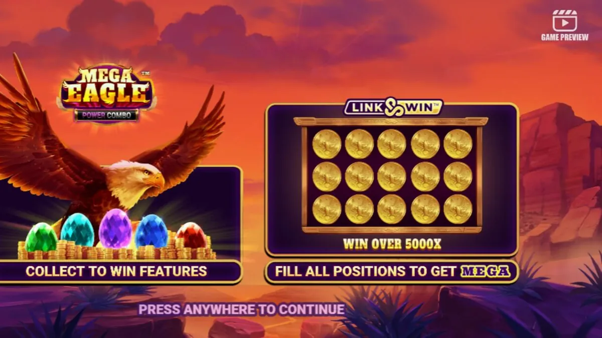 Pemandangan alam liar Amerika Utara dalam slot Mega Eagle Power Combo